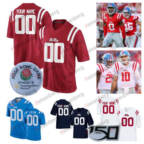 

custom ncaa college ole miss rebels football jerseys bo wallace chad kelly eli manning achie manning patrick willis matt corral snoop conner, Black