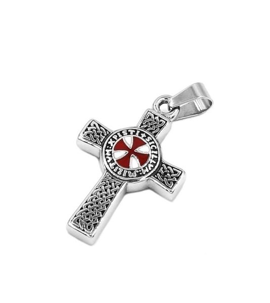 

fashion celtic knot red cross pendant stainless steel jewelry templar armor shield knight cross men pendant wholesal5673306, Silver