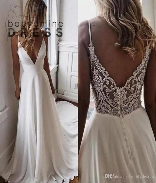 

african deep v neck a line spaghetti strap wedding dresses plus size crystal beaded lace appliqued bridal gowns with zipper b3849380, White