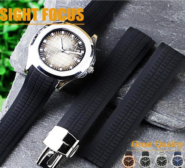 

21mm curved end rubber watch band strap for pat aquanaut 5167a 5617r 5681g pp watchband 5968g 5968a belt1822942, Black;brown