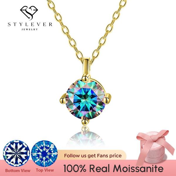 

necklaces stylever luxury 18k gold multicolor certified moissanite diamond pendant necklace for women 925 sterling silver wedding jewelry