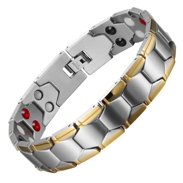 

bangle men's magnetic bracelet for pain relief wide bracelets with doublerow strong magnets gold color silver colour charm jewelry, Black