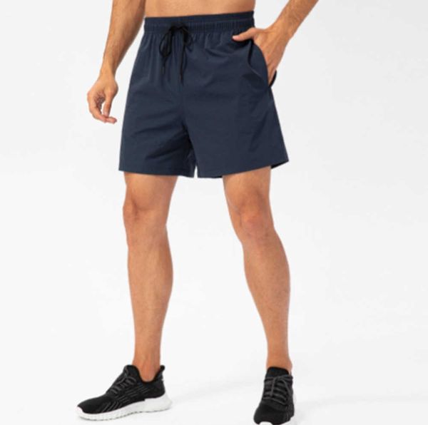 

lu-07 new men yoga outfit fitness sports pants running drawstring sweat-absorbing breathable stretch ultra-thin leisure training five-point, White;black