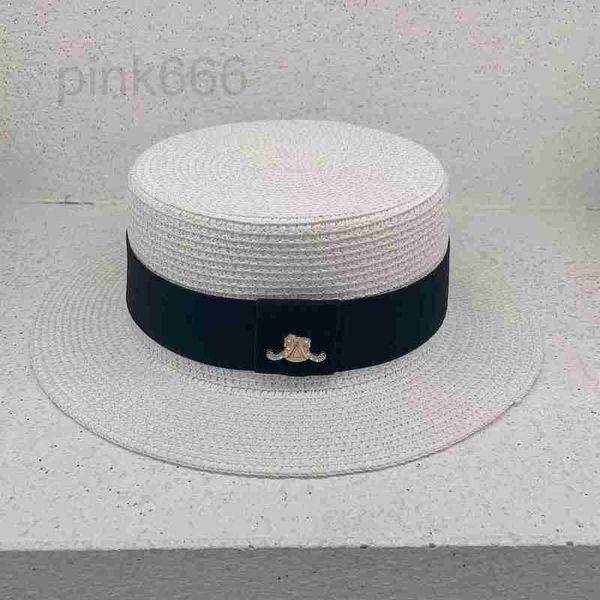 

wide brim hats & bucket designer arc de triomphe grass hat women's summer english flat korean version beach net red sun protection viso, Blue;gray