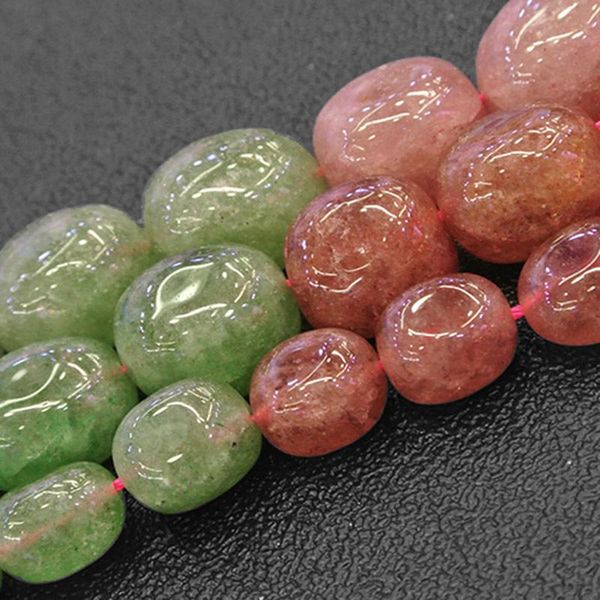 

crystal orm potato green pink cherry quartz beads natural stone beads for jewelry making beads 15'' needlework diy beads trinket