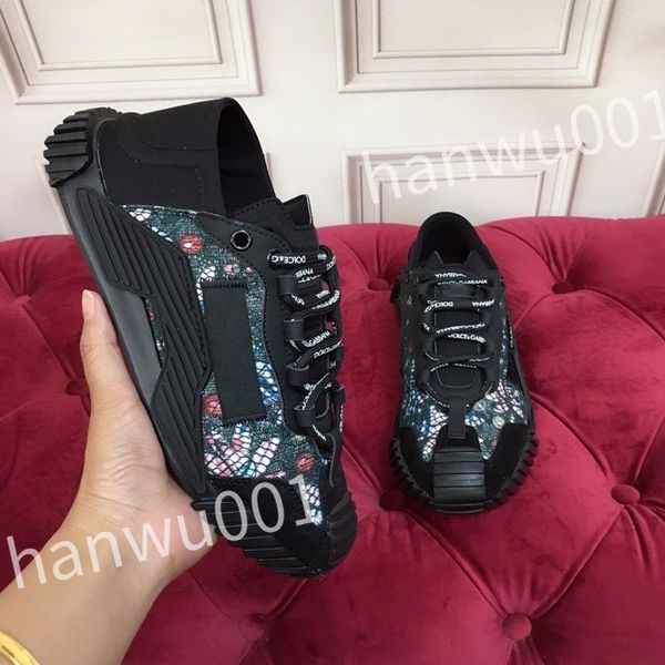 

luxury designer casual shoes mens vintage trainers striped sneakers women fashion shoes lace-up platform sneaker, Black