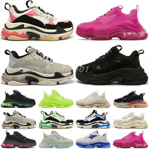 

2023 triple s sneaker luxury designer casual shoes men women black white blue red green yellow bred mens platform trainer b8