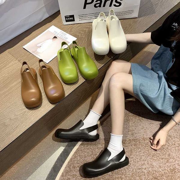 

bvwomen's rain shoes new spring and autumn fashion ins net red outdoor wear slip on lazy couple's rain shoes, Black