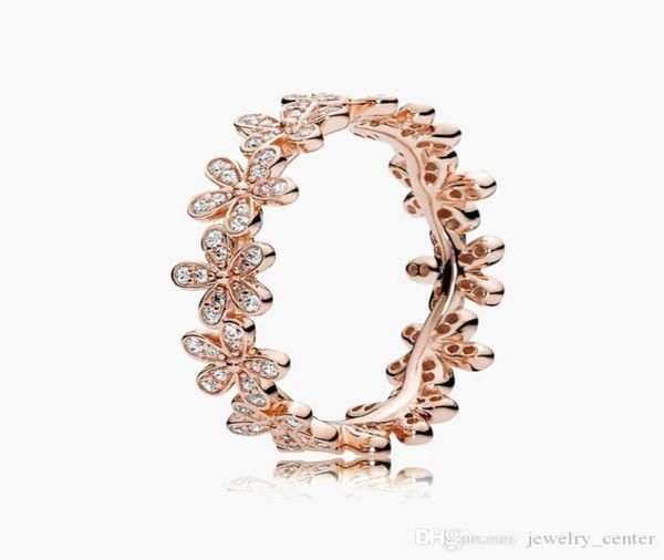 

women039s 925 sterling silver wedding rings cubic zirconia diamonds for pandora style 18k rose gold daisy flower wedding rings 2563497, Slivery;golden