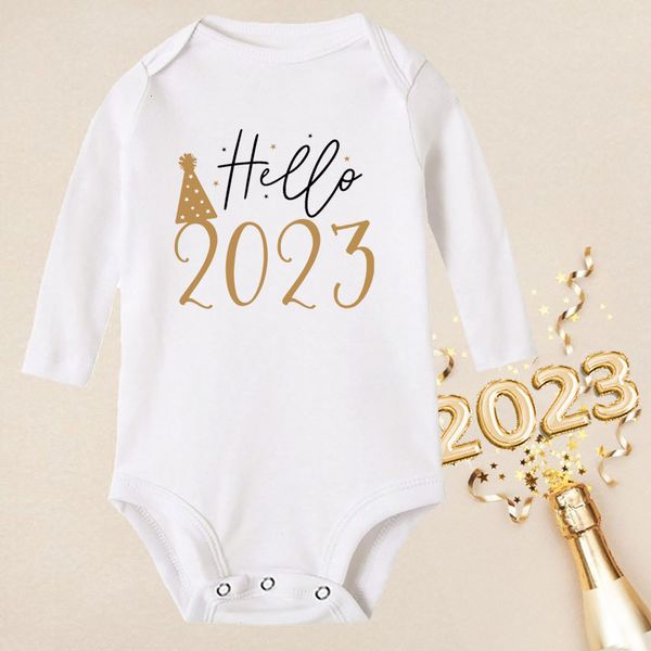 

rompers hello born baby rompers long sleeve infant jumpsuit it's my first year baby boys girls year ropa clothes 230522, Blue
