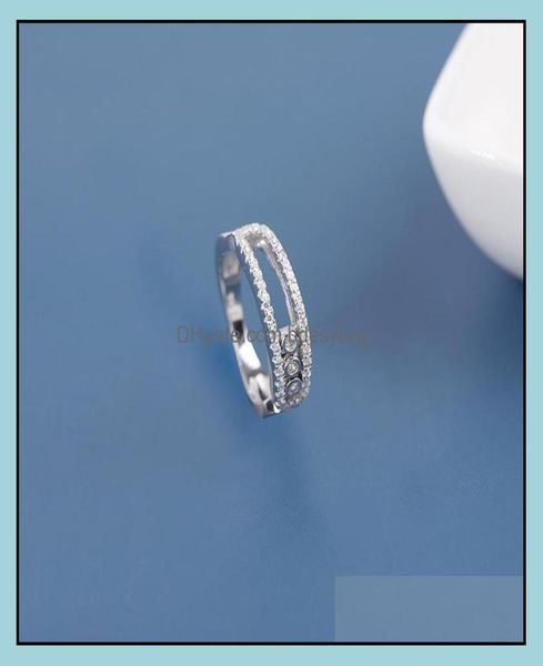 

s925 sterling sier sliding ring female hollow fairy luxury group encrusted diamond drop delivery 2021 cluster rings jewelry zkjgn7517779, Golden;silver