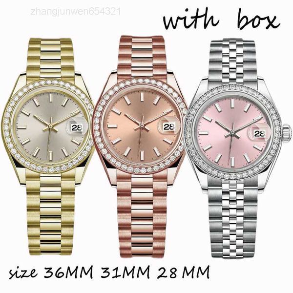 

diamond watch designer watches womens automatic rose gold date size 36mm 31mm 28mm sapphire glass waterproof montres pour dames ladies iced, Slivery;black