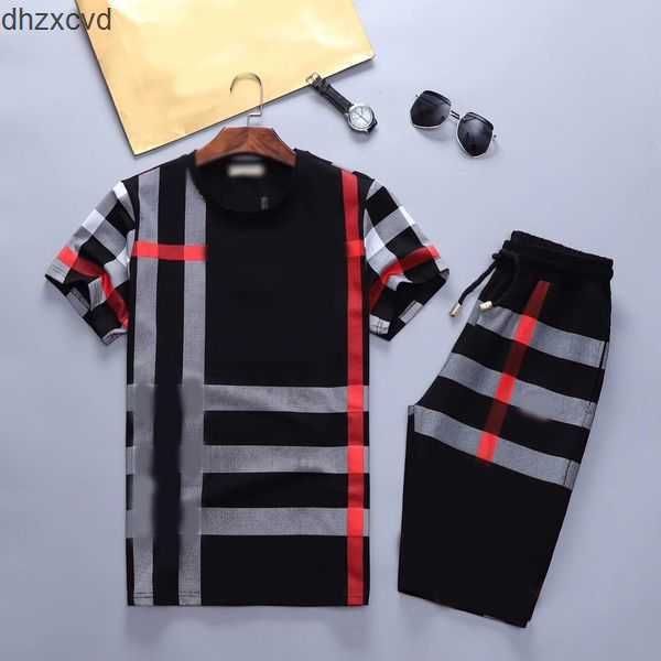 

brand mens tracksuits two piece sets sports outfits letter short sleeve leisure clothes pure cotton jogger suit casual sportswear suits gym-, Gray