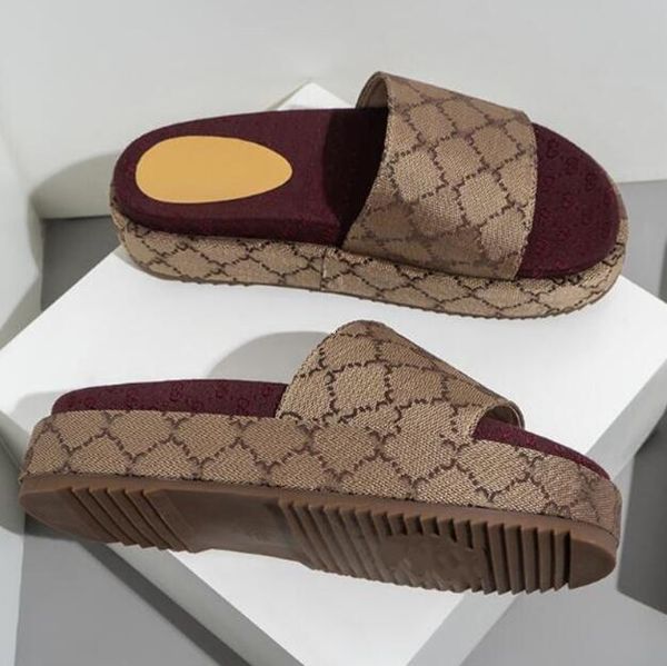 

platform designer slippers women interlocking fashion brand letter slide sandal foam rubber sandals with box, Black