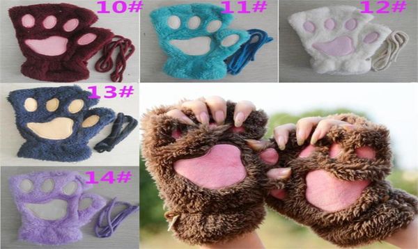 

women fluffy plush gloves fashion girl winter mittens paws gloves stage perform prop cute cat claw glove da0646170103, Blue;gray