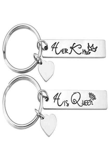 

personalized custom her king his queen his her couples keychains set for lovers valentine039s day gifts5564538, Silver