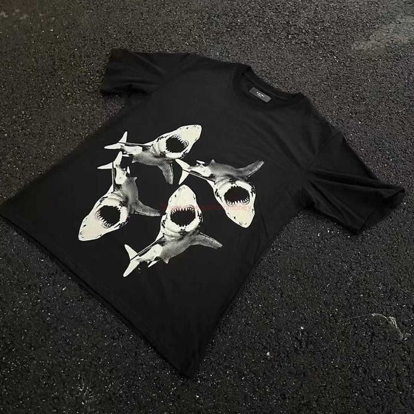 

designer fashion clothing amires tees am tshirt autonomous amies shark short sleeve high street style luxury casual mens cotton streetwear, White;black