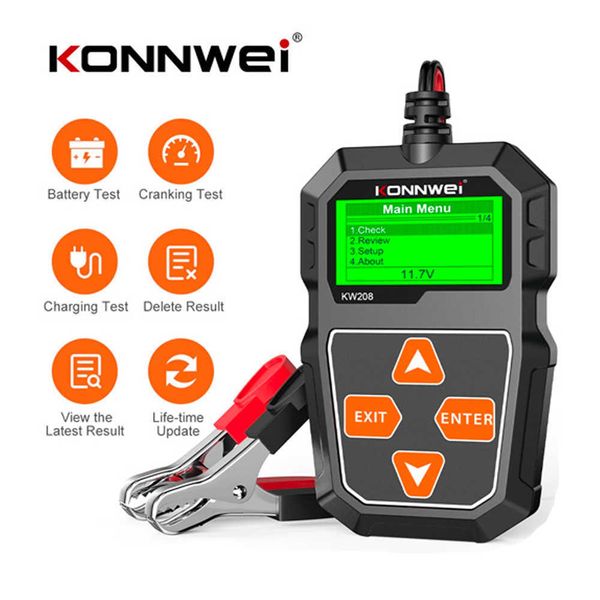 

automotive repair kits konnwei kw208 car battery tester 12v motorcycle battery analyzer 100-2000 cca power load plug charging cranking syste