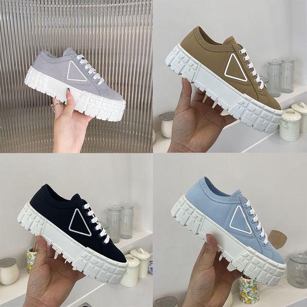 

prad shoes women luxurys designer nylon shoe double wheel canvas sneakers re-nylon height increasin shoes