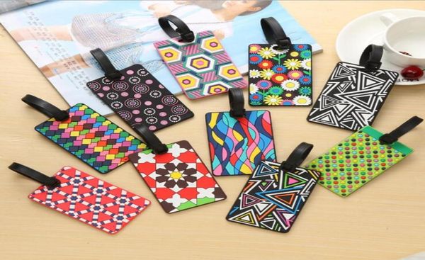 

fashion geometric element luggage tags holder id address portable suitcase silica gel baggage boarding label travel accessories1002573, Black