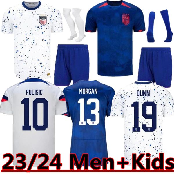 

2023 2024 world cup usas soccer jerseys women 4 stars united home away pulisic 23 24 men kids kits football shirt aaronson reyna mckennie mo, Black;yellow