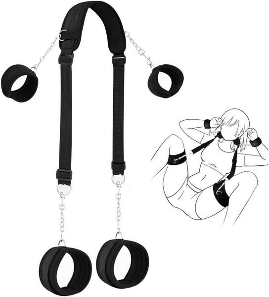 

factory outlet strap with handcuffs leg cuffs adjustable wrist thigh rope and soft tie portable sm game couple toy restraint set version