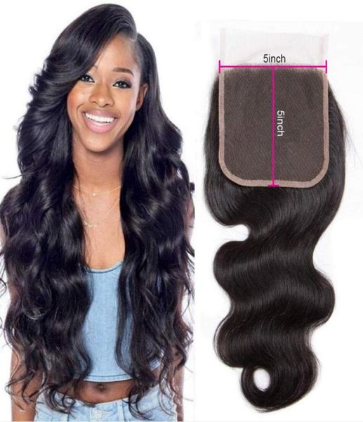 

5x5 straight body loose wave human virgin hair transparent lace closures pre plucked natural hairline8040820, Black;brown
