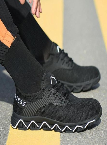 

dihope safety shoes 2020 men039s steel toe antismashing construction work sneakers outdoor breathable light weight safety boot9765645, Black