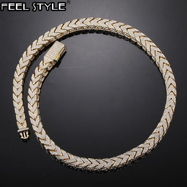 

necklaces hip hop 8mm iced out heavy franco chain copper aaa+ cubic zirconia stones necklace for women men jewelry, Silver