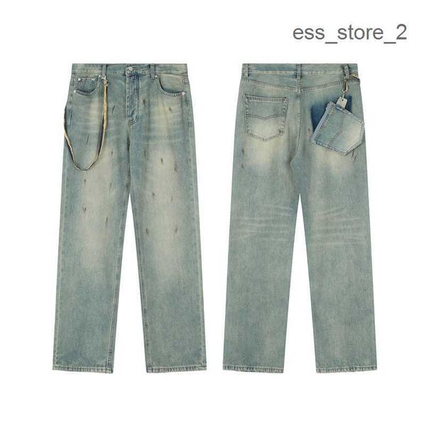

acid washed retro men's jeans maison mm6 loose fit tousers vintage straight pants man trouser high street margiela oversized plus size, Blue