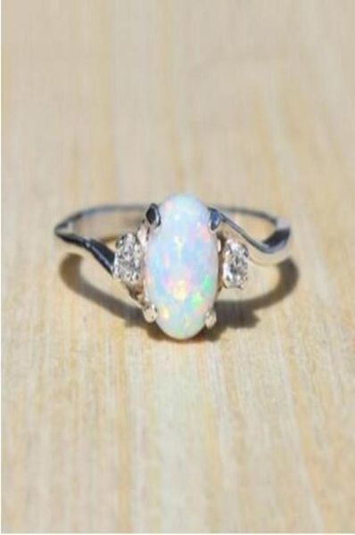

5 colors big gemstone opal ring fashion women solitaire wedding ring jewelry gift8919960, Golden;silver