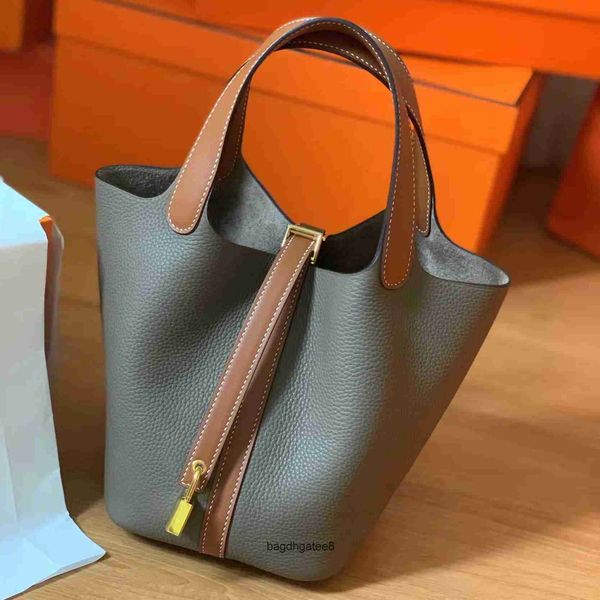 

picotin totes wax genuine 2023 designer thread bags locks real bag leather basket layer lychee grain bucket women 1cov
