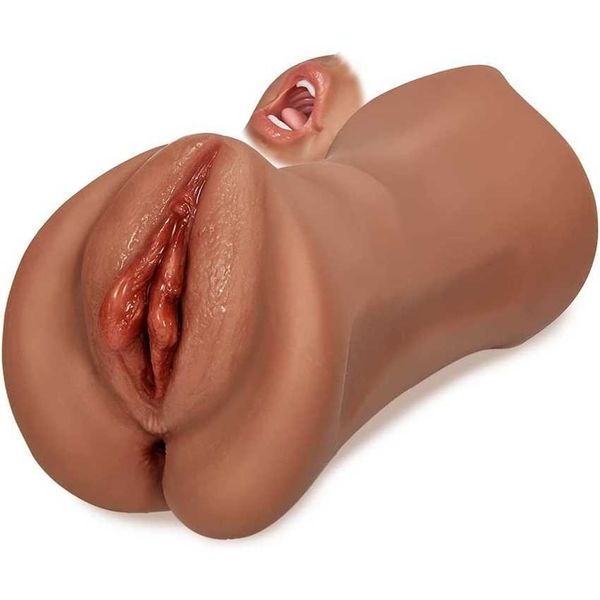 

factory outlet goyha 3-in-1 realistic pocket cat with thick labia and vivid face double headed brown skin toy male pleasure