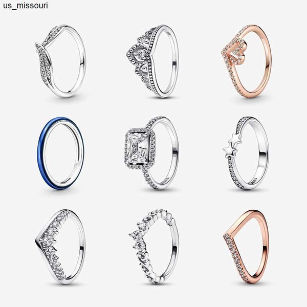 

band rings 925 sterling silver rings for women original tiara heart bone engagement rose gold wedding stacking ring crystals jewelry j230522