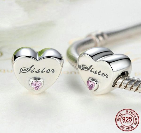 

heart shape sister dad mom daughter beads fit original pandora charms silver 925 bracelet trinket jewelry for women diy making434 1292117, Blue;slivery