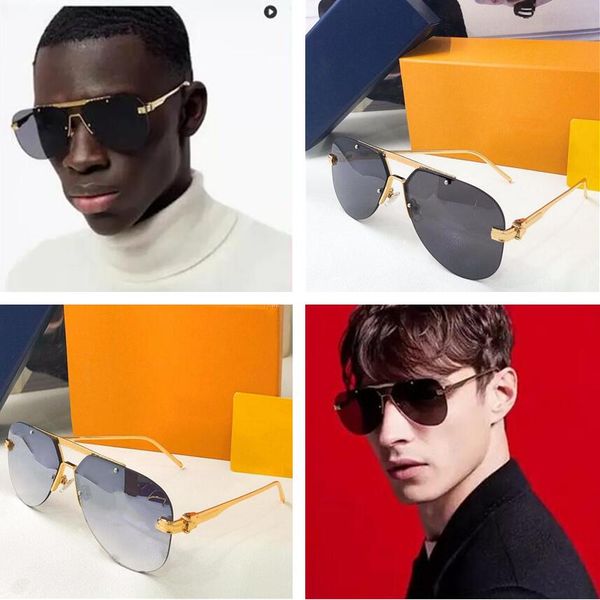 

new vintage sunglasses designer men luxury house's iconic s-lock hinges temple glasses z1261 engraved metal square wiemen double bridge, White;black