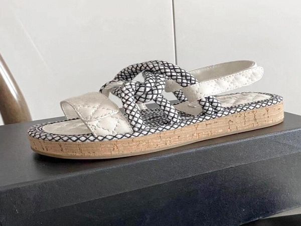

women039s hemp rope woven metal chain sandals slippers fashion elegant simple material flat shoes comfortable7341600, Black