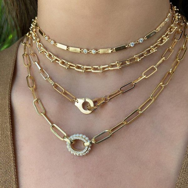 

necklaces 925 sterling silver gold vermeil jewelry big open link chain european women hand cuff necklace