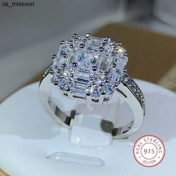 

band rings exquisite square zircon countless claw rings 925 sterling silver for ladies fashion jewelry party cocktail gift j230522