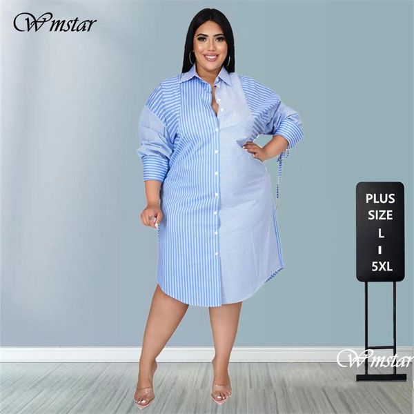 

dresses plus size women fall clothing dress wholesale fashion streetwear patchwork striped office lady shirts midi dresses dropshipping, Black;gray