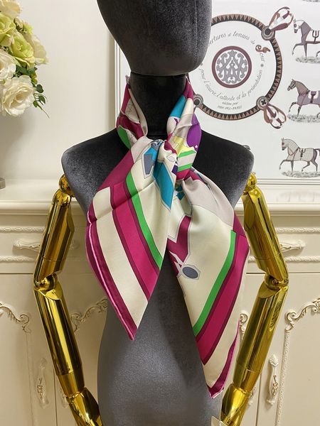 

women's square scarf scarves shawl 100% twill silk material pint letters jazz band pattern size 90cm- 90cm, Blue;gray
