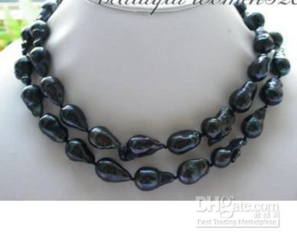 

new fine huge 32quot 18mm black baroque keshi reborn pearl necklace1314917