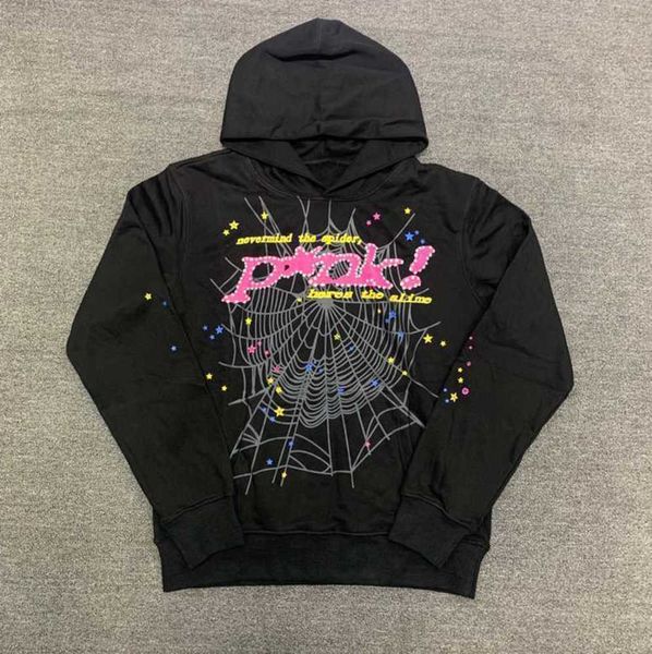 

men's hoodies sweatshirts puff print sp5der young thug 555555 angel hoodie men women 1 heavy fabric spider web pullover lbwr breathable, Black