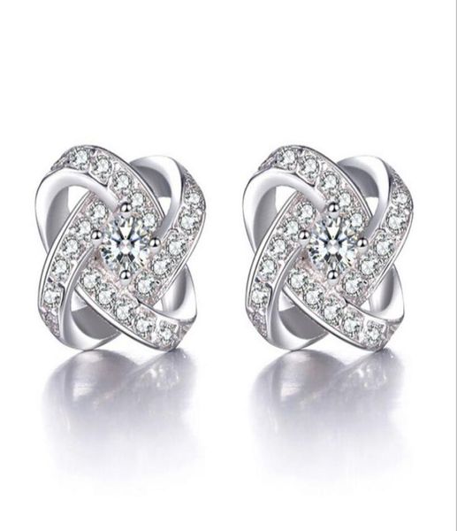 

shinning crystal stud earrings love forever women jewelry white bohemian women wedding earring jewelry 925 sterling silver stud ea1783559, Golden;silver
