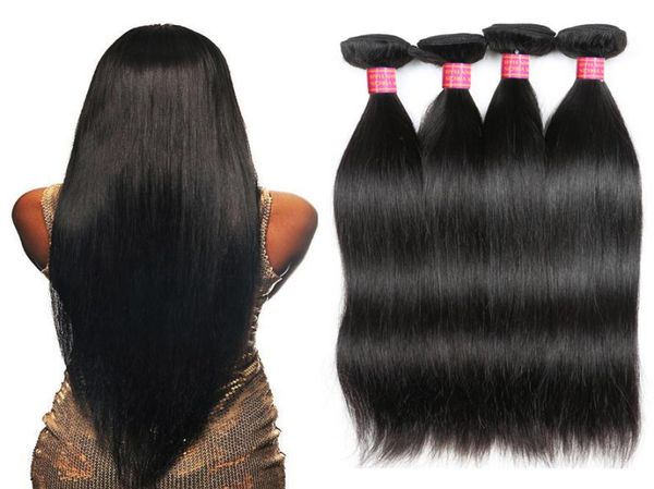 

whole 8a brazilian virgin straight human hair weaving 4 bundles 100 unprocessed silky straight virgin hair extens3863034, Black