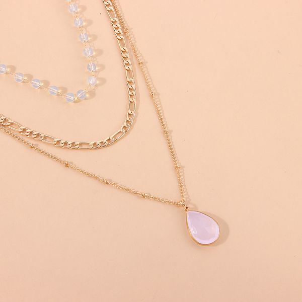 

pendant necklace for girls luxury designer multi-element protein bead crystal pendant necklace, fashion combination chain water drop necklac, Silver