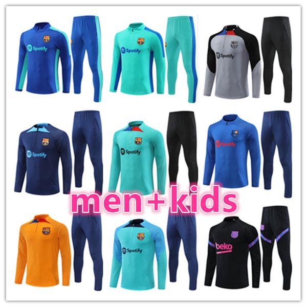 

23 24 camisetas de football lewandowski soccer tracksuits jacket jogging 2023 men and kids tracksuit barca set boys training suit barcelona, Black
