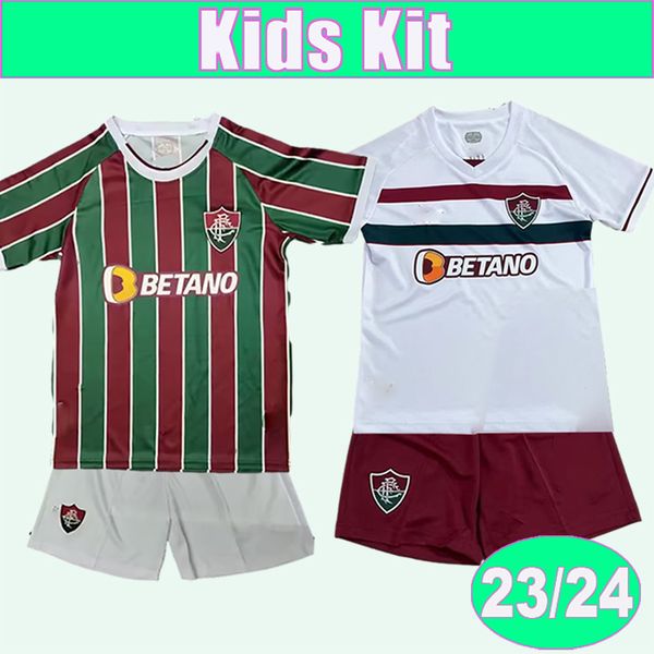 

2023 24 fluminense kids kit soccer jerseys guga g. cano nino keno ganso andre john kennedy home away white child suit football shirts, Black