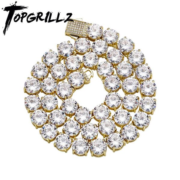 

necklaces rillz 2021 new 10 mm tennis chain necklace with new spring clasp iced out cubic zirconia hip hop rockers jewelry for men, Silver
