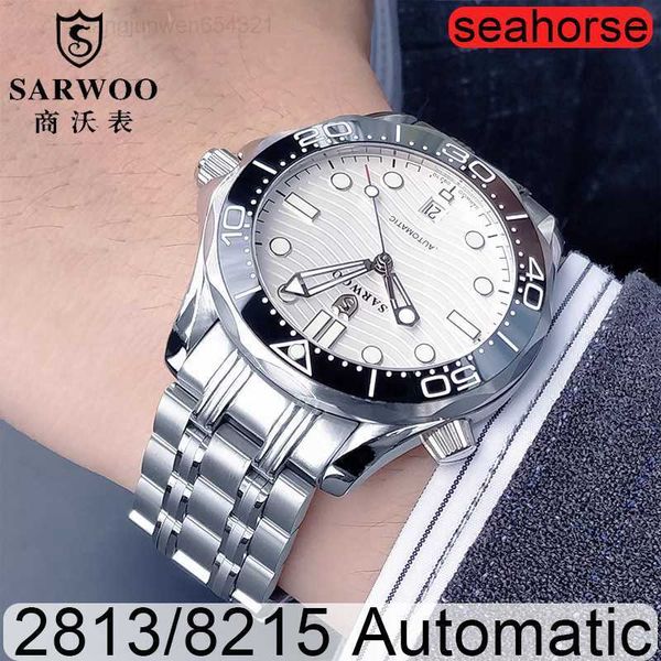 

men sports luxury seahorse movement watch 2813 8215 8800 automatic mechanical fashion ceramic diving 150 300 600 watch luminous stainless st, Slivery;black